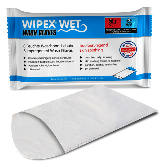 WIPEX® WET Wash Gloves – Waschen ohne Wasser / Pflegetücher